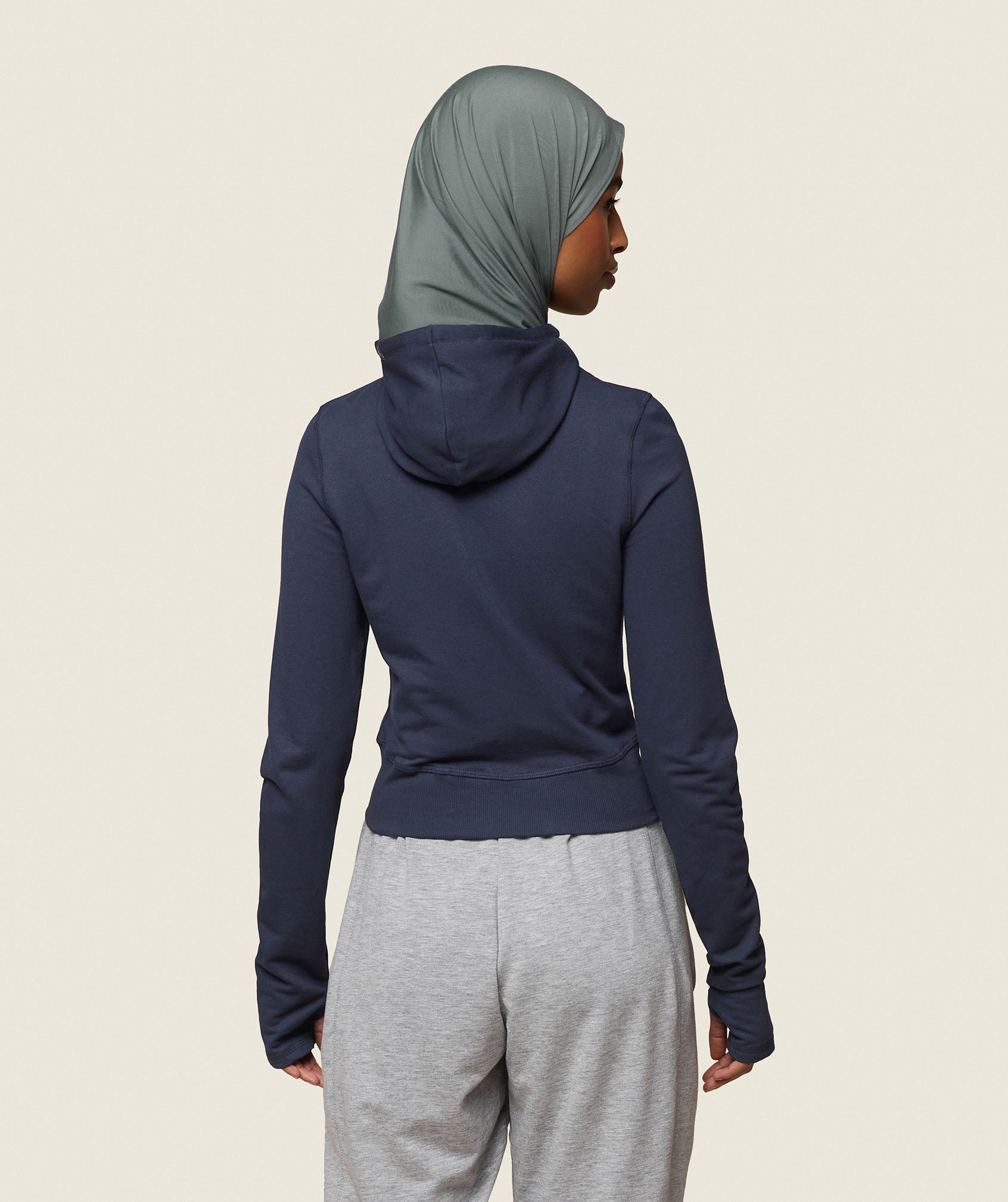 GS x Leana Deeb Hooded Midi Top Midnight Blue