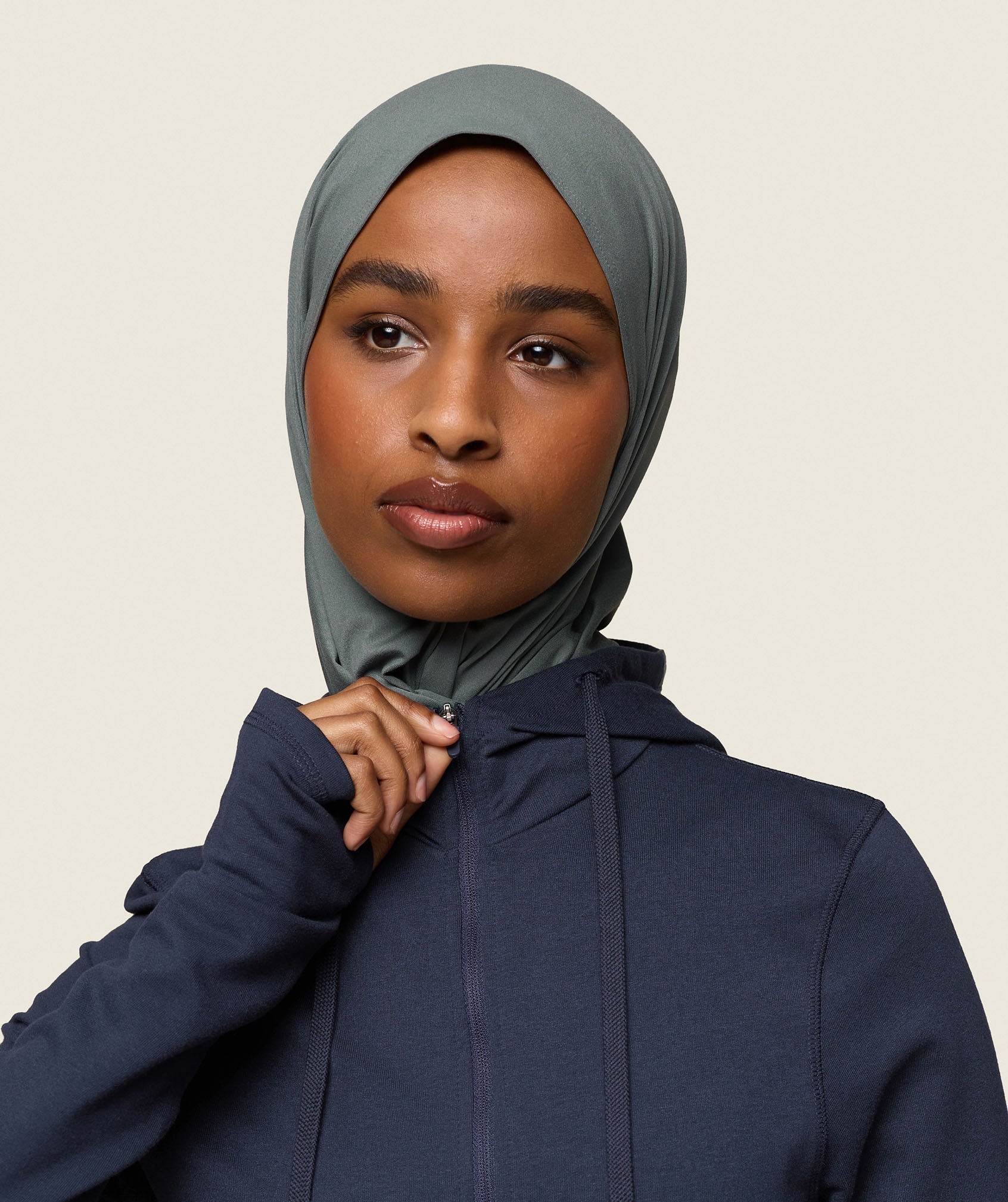 GS x Leana Deeb Hooded Midi Top Midnight Blue