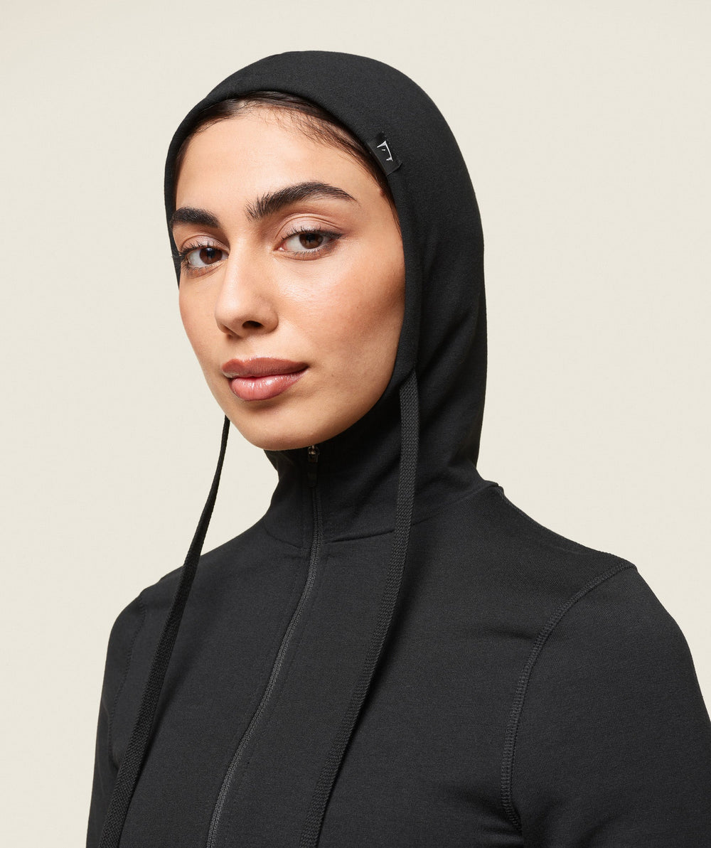 GS x Leana Deeb Hooded Midi Top Black