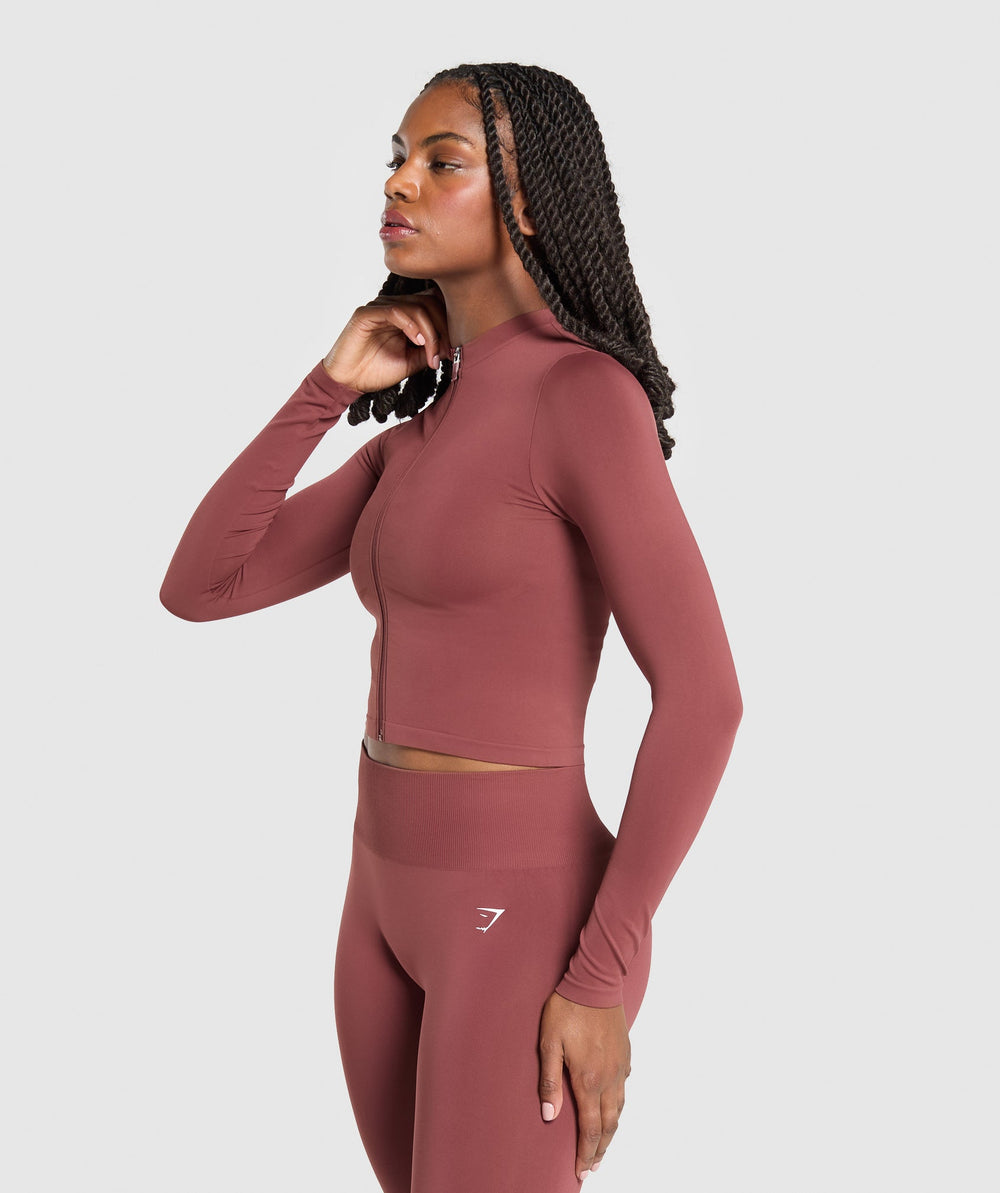 Everyday Seamless Zip Tracktop Burgundy Brown