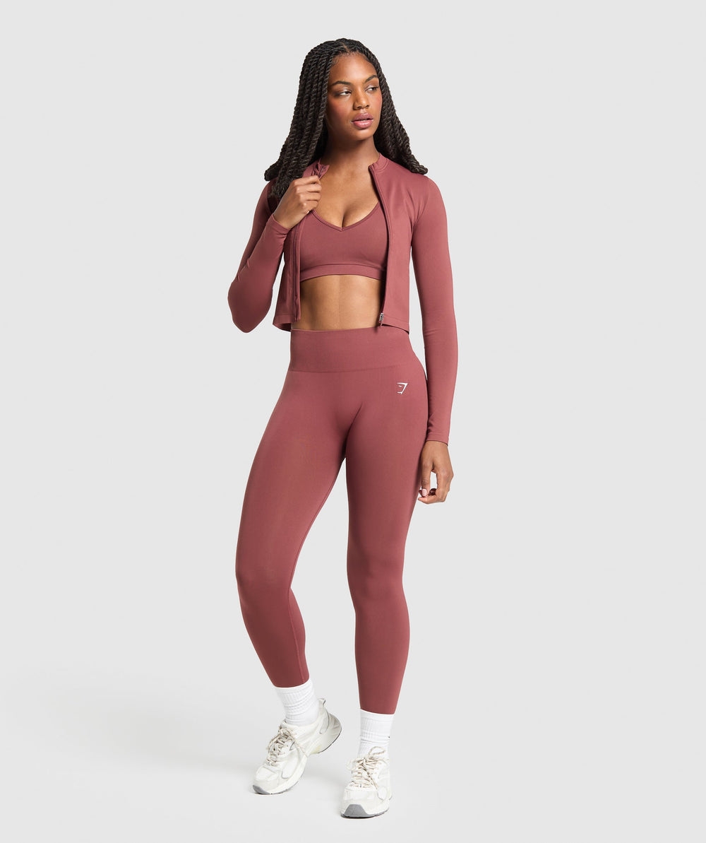 Everyday Seamless Zip Tracktop Burgundy Brown