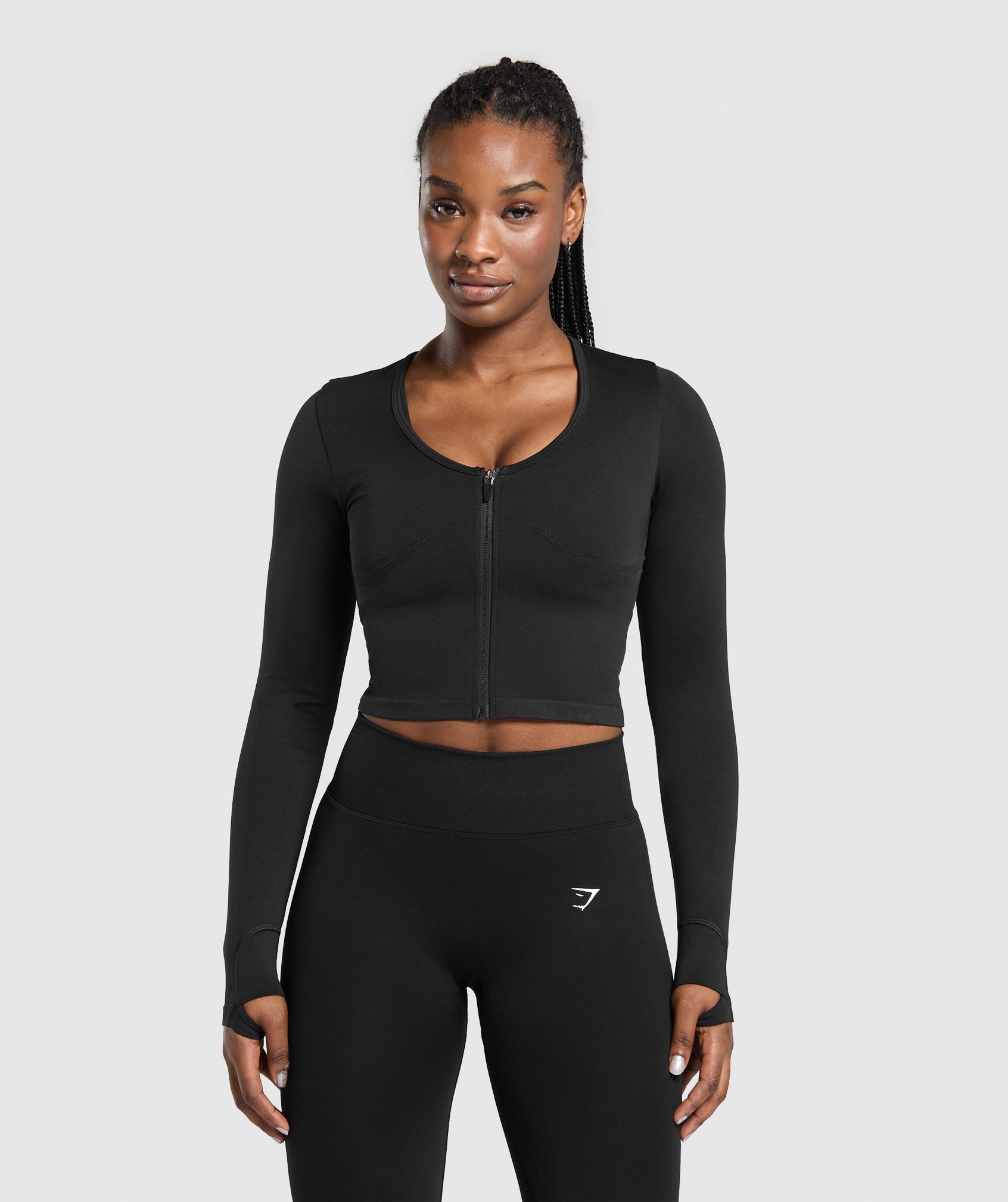 Lift Seamless Zip Up Jacket Black/Black Marl