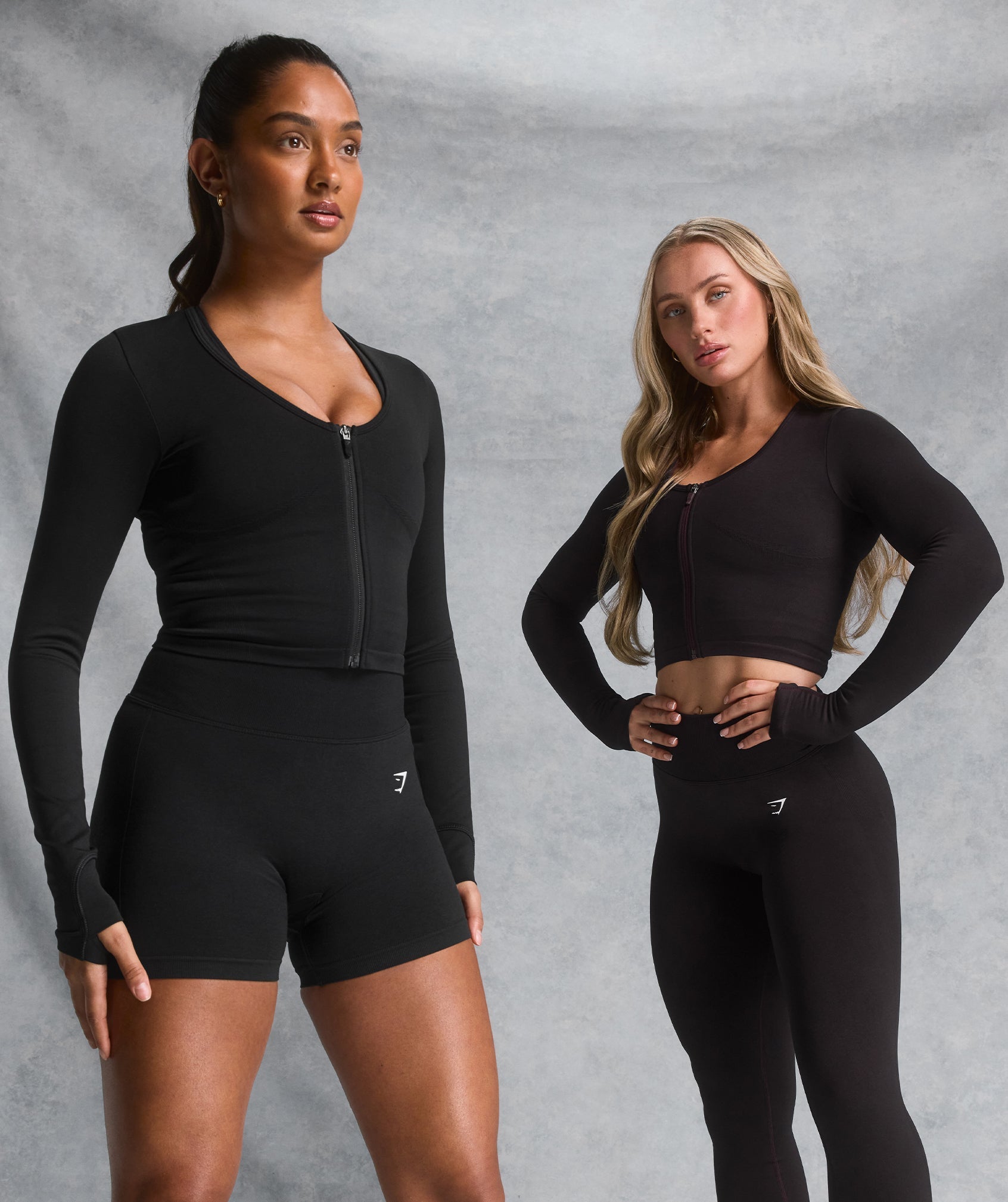 Lift Seamless Zip Up Jacket Black/Black Marl