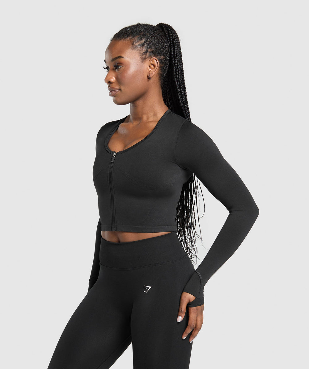 Lift Seamless Zip Up Jacket Black/Black Marl