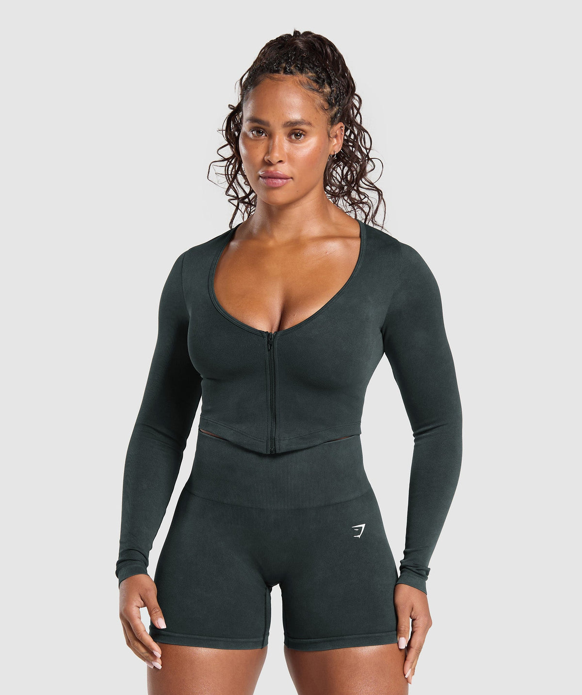 Gains Seamless Washed Zip Up Jacket Black