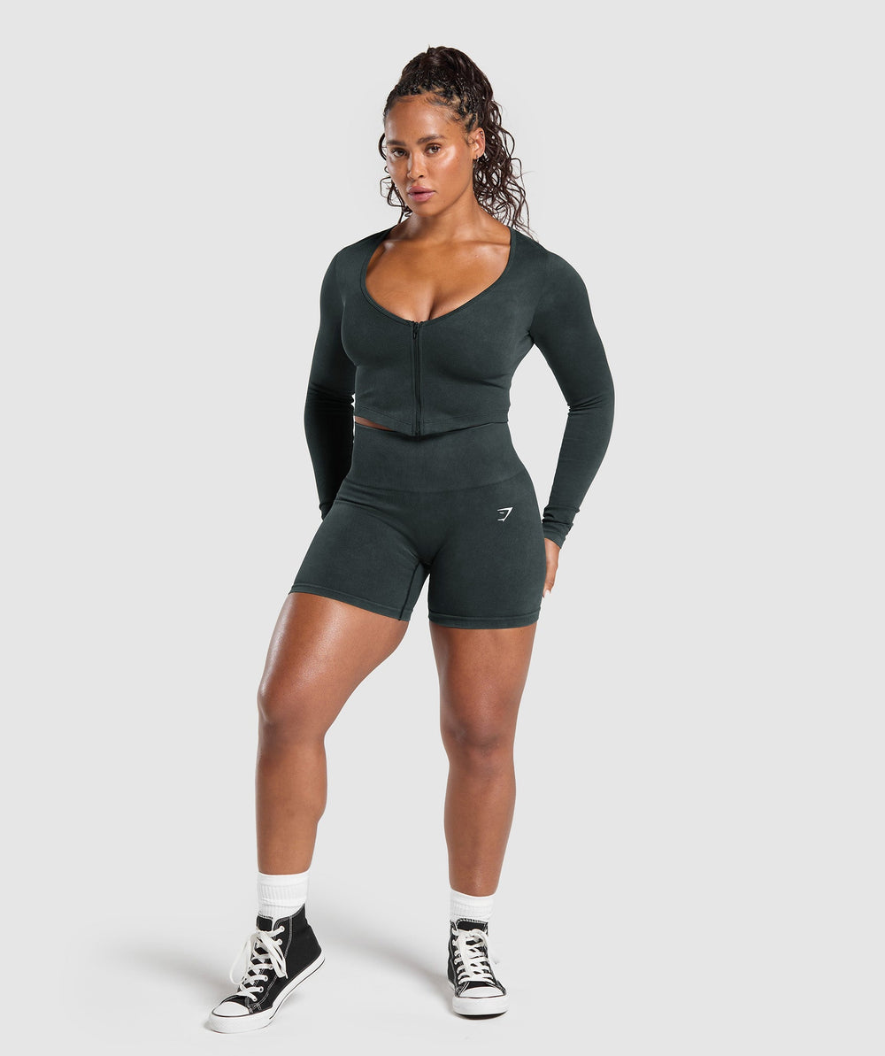 Gains Seamless Washed Zip Up Jacket Black