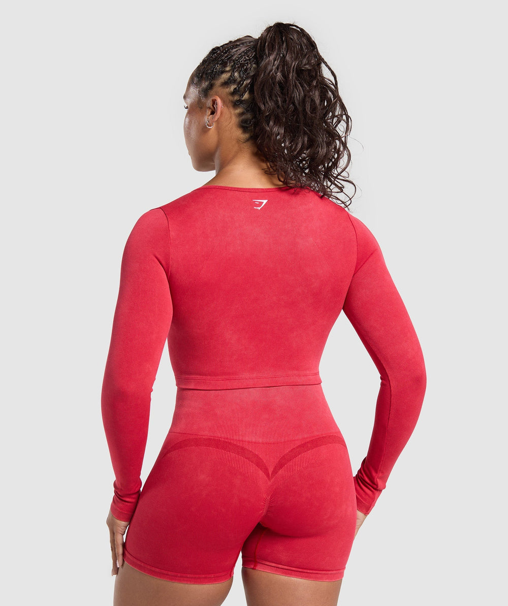 Gains Seamless Washed Zip Up Jacket Carmine Red
