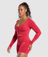 Gains Seamless Washed Zip Up Jacket Carmine Red