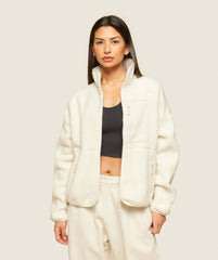 everywear Zip Up Sherpa Jacket Oat White