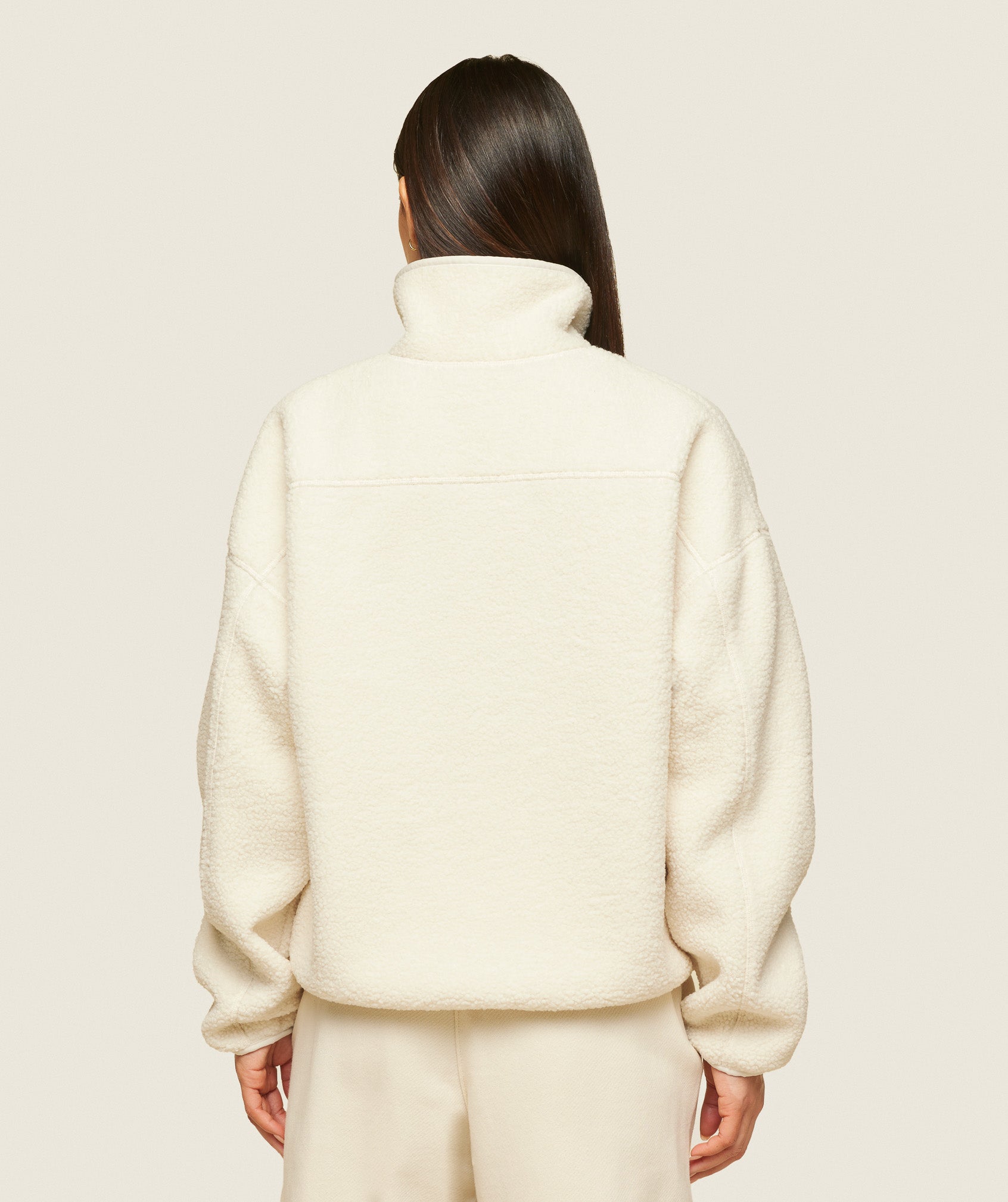 everywear Zip Up Sherpa Jacket Oat White