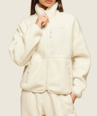 everywear Zip Up Sherpa Jacket Oat White