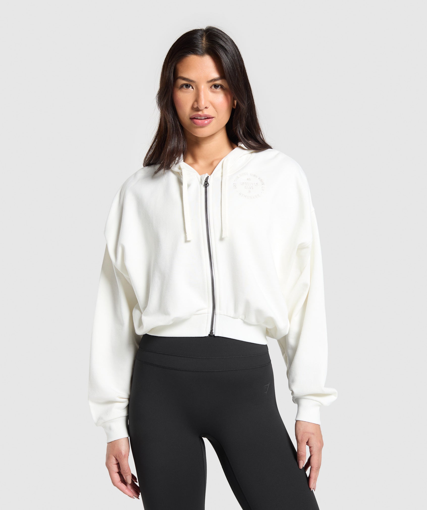 Lifestyle Club Graphic Zip Up Hoodie Soft White