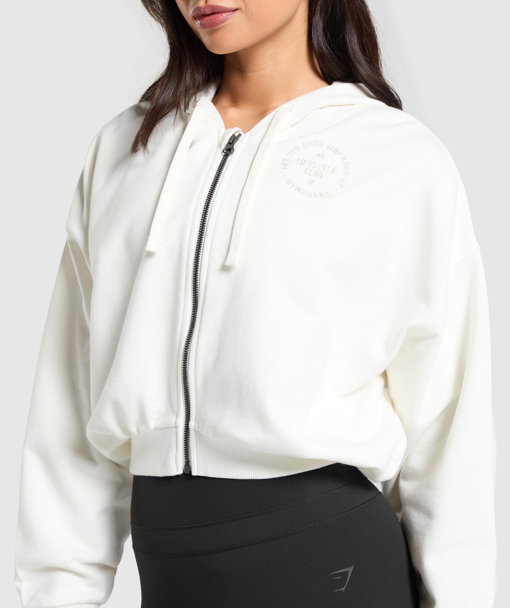 Lifestyle Club Graphic Zip Up Hoodie Soft White
