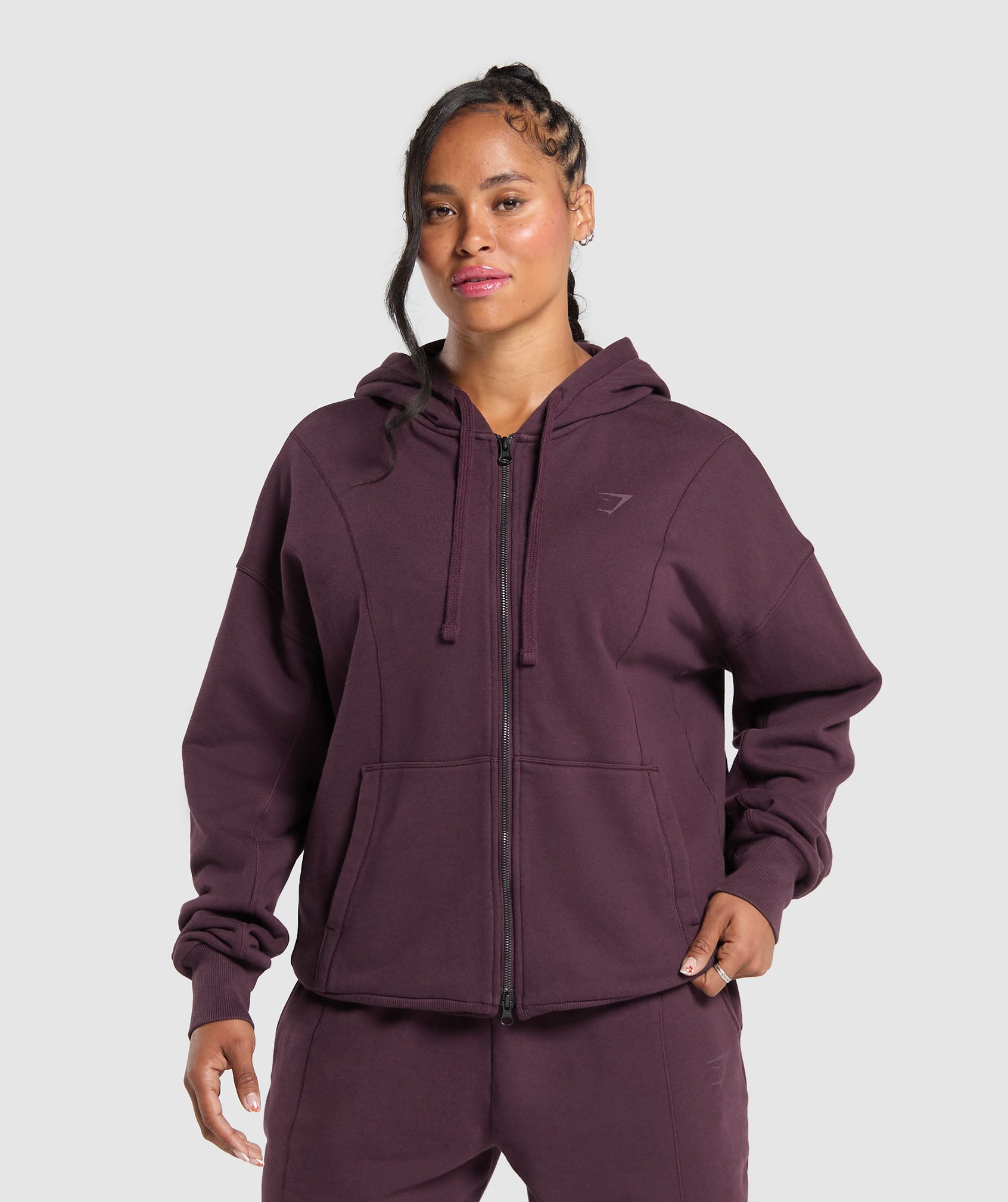 Power Oversized Zip Hoodie Depth Purple