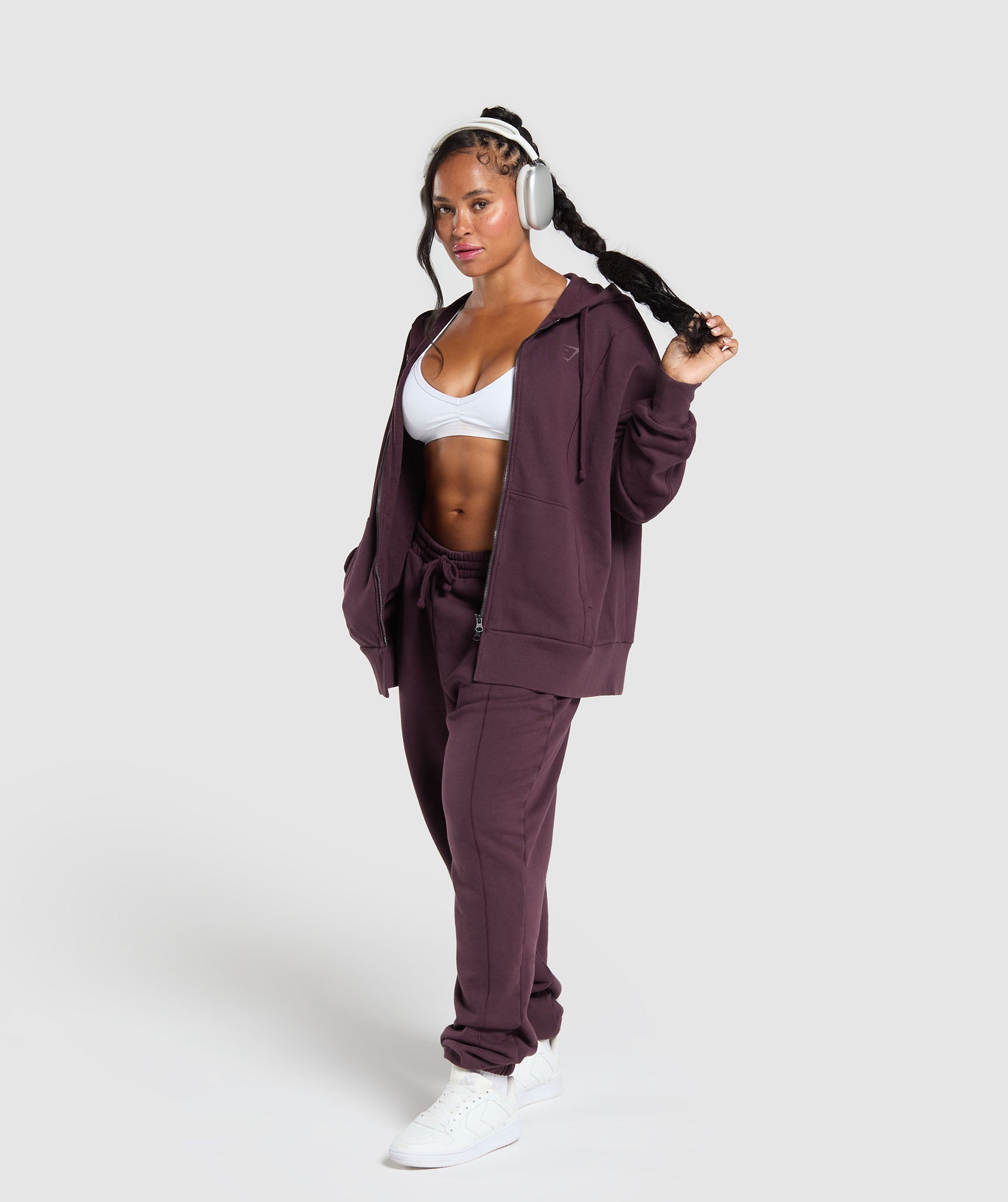 Power Oversized Zip Hoodie Depth Purple