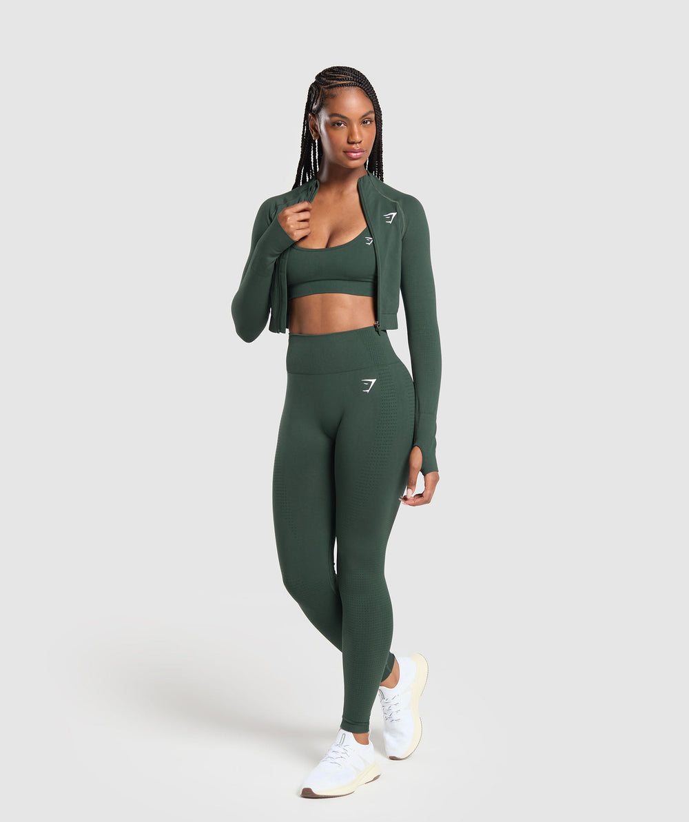 Vital Midi Zip Up Jacket Woodland Green Marl
