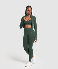 Vital Midi Zip Up Jacket Woodland Green Marl