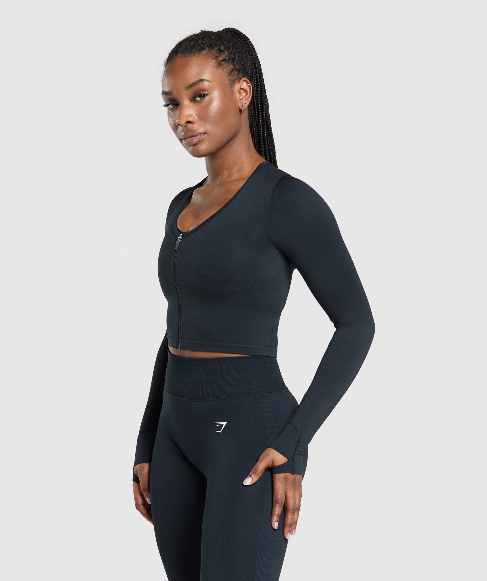 Lift Seamless Zip Up Jacket Midnight Blue/Black Marl