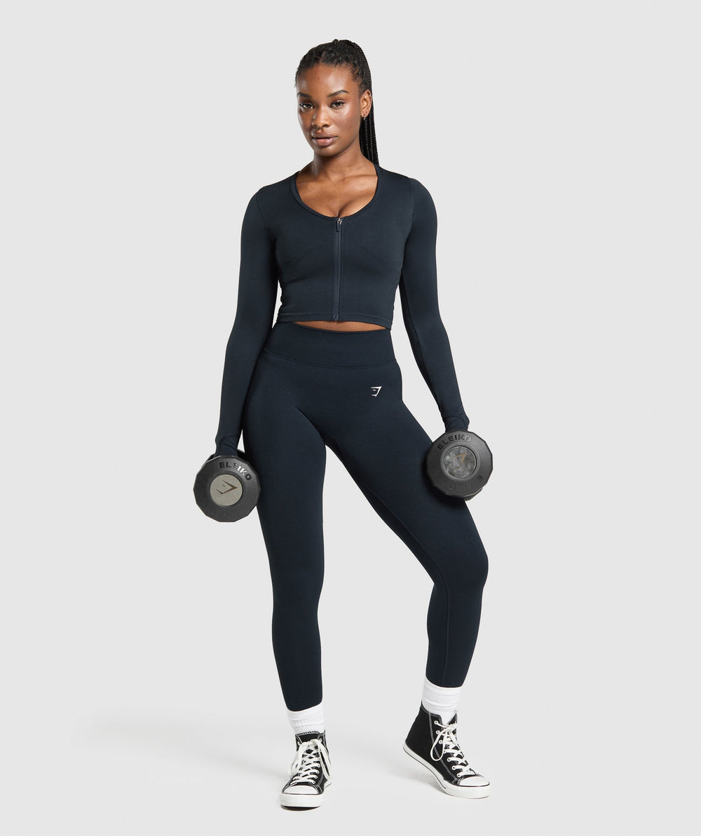 Lift Seamless Zip Up Jacket Midnight Blue/Black Marl
