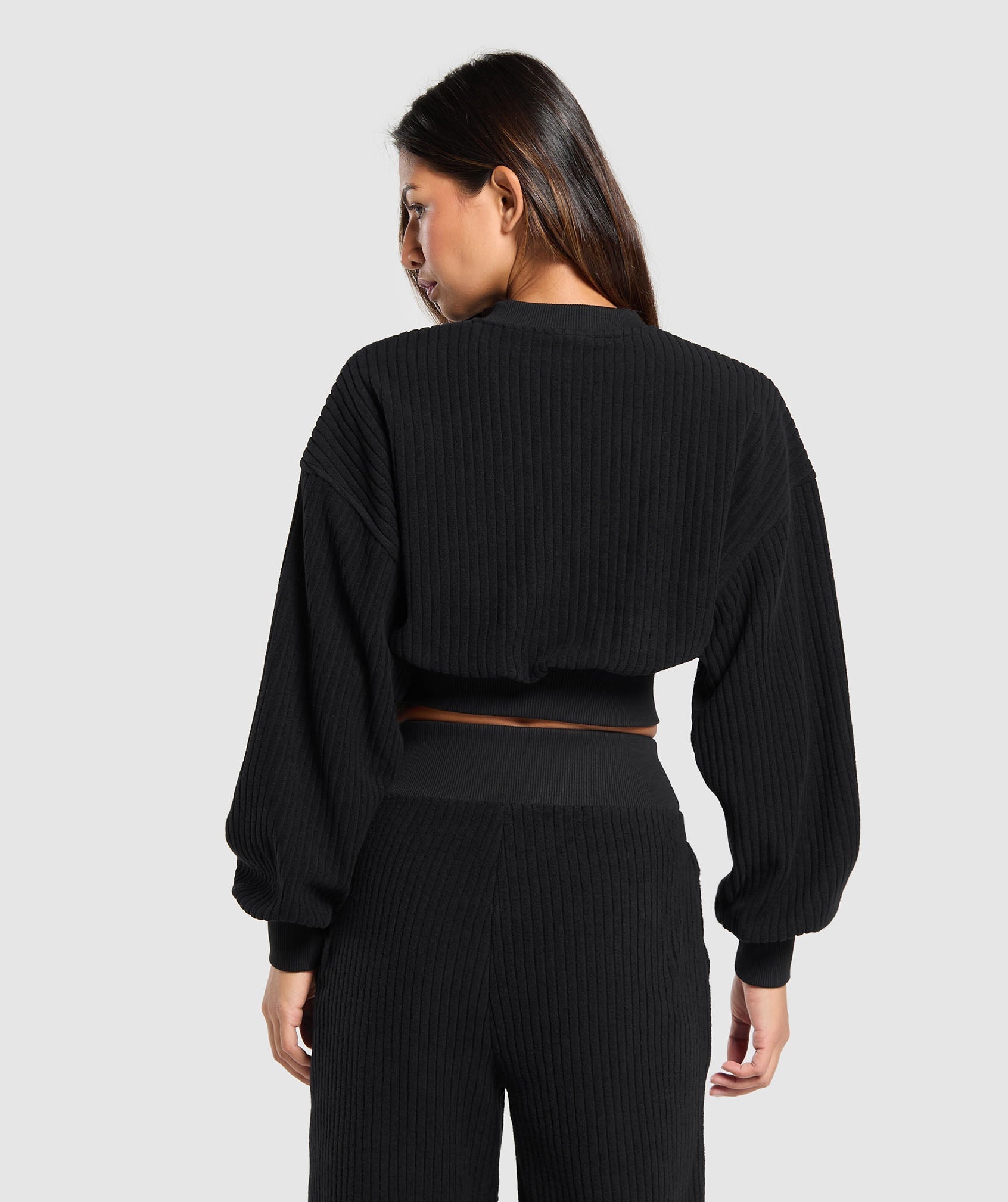 Cropped Cord Sweater Black