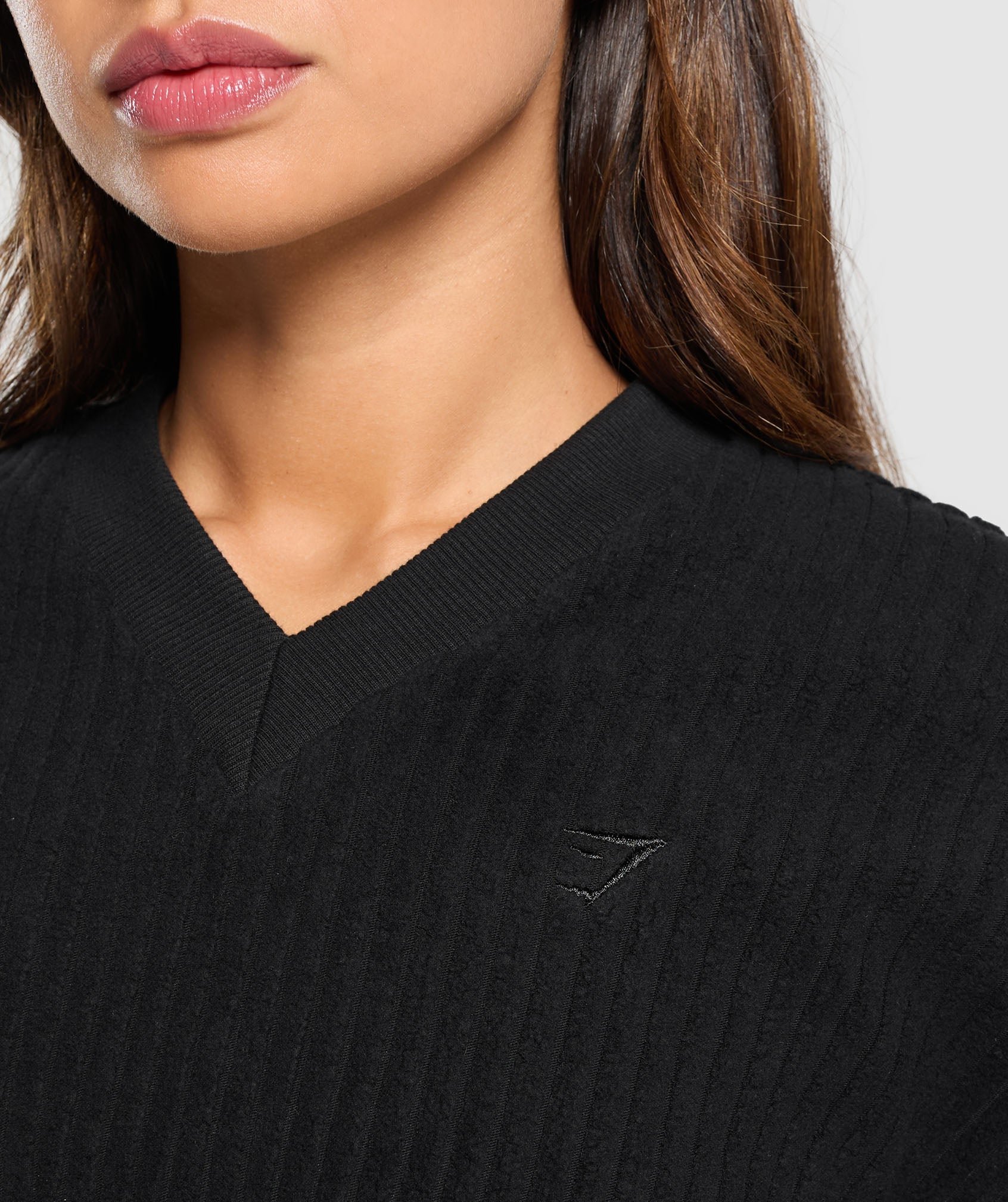 Cropped Cord Sweater Black