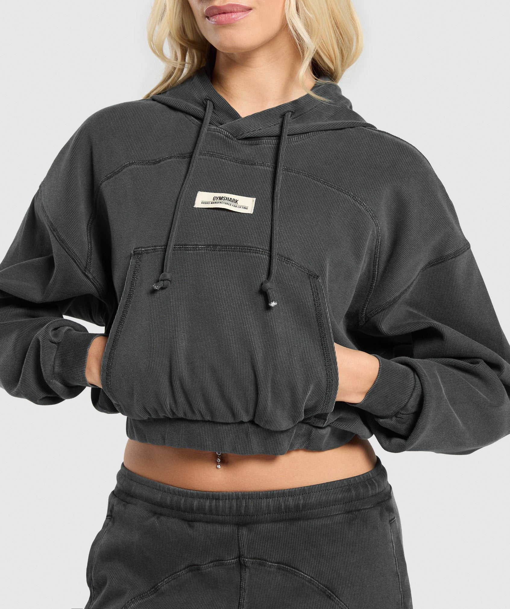 Rest Day Ribbed Hoodie Asphalt Grey