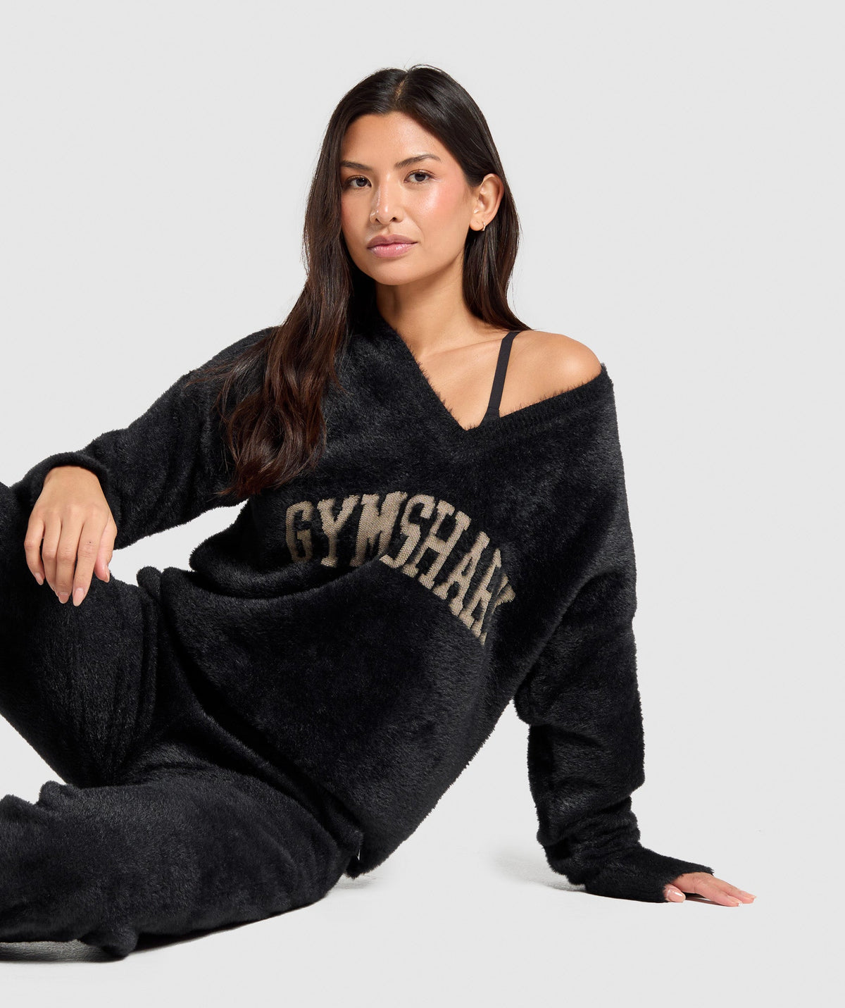 V-Neck Knitted Jumper Black