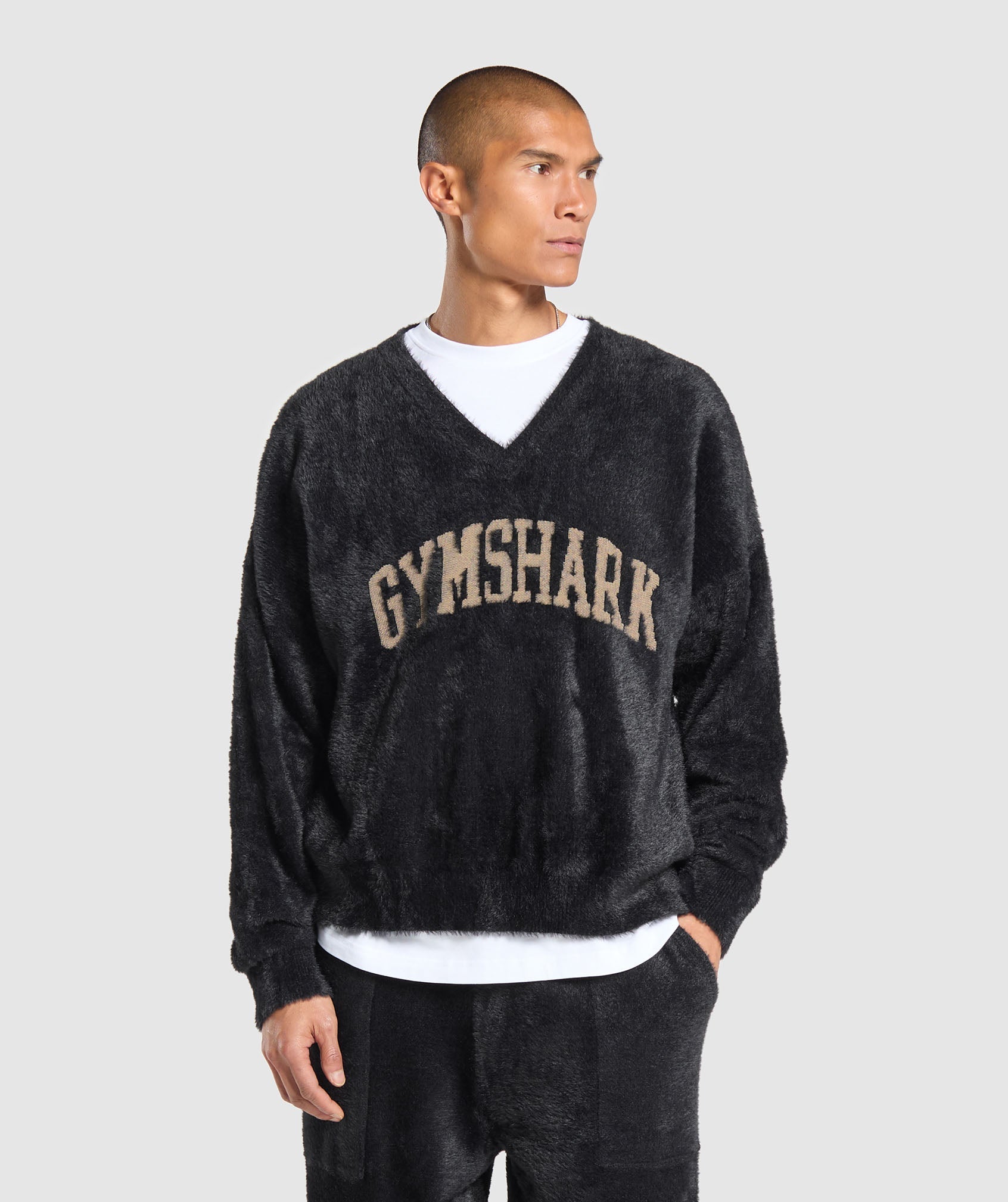 V-Neck Knitted Jumper Black