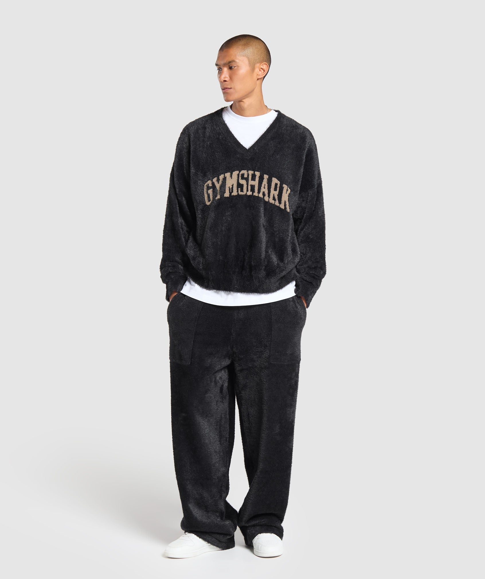V-Neck Knitted Jumper Black
