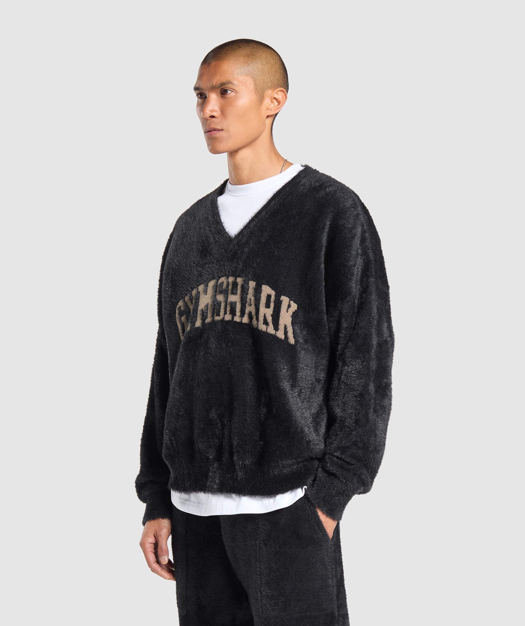 V-Neck Knitted Jumper Black