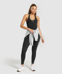 Halter Neck Cami with Shelf Black