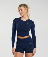 Everyday Seamless Long Sleeve Crop Top Navy