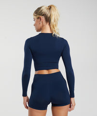 Everyday Seamless Long Sleeve Crop Top Navy