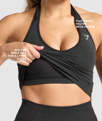 Vital Halter Neck Tank With Shelf Black Marl