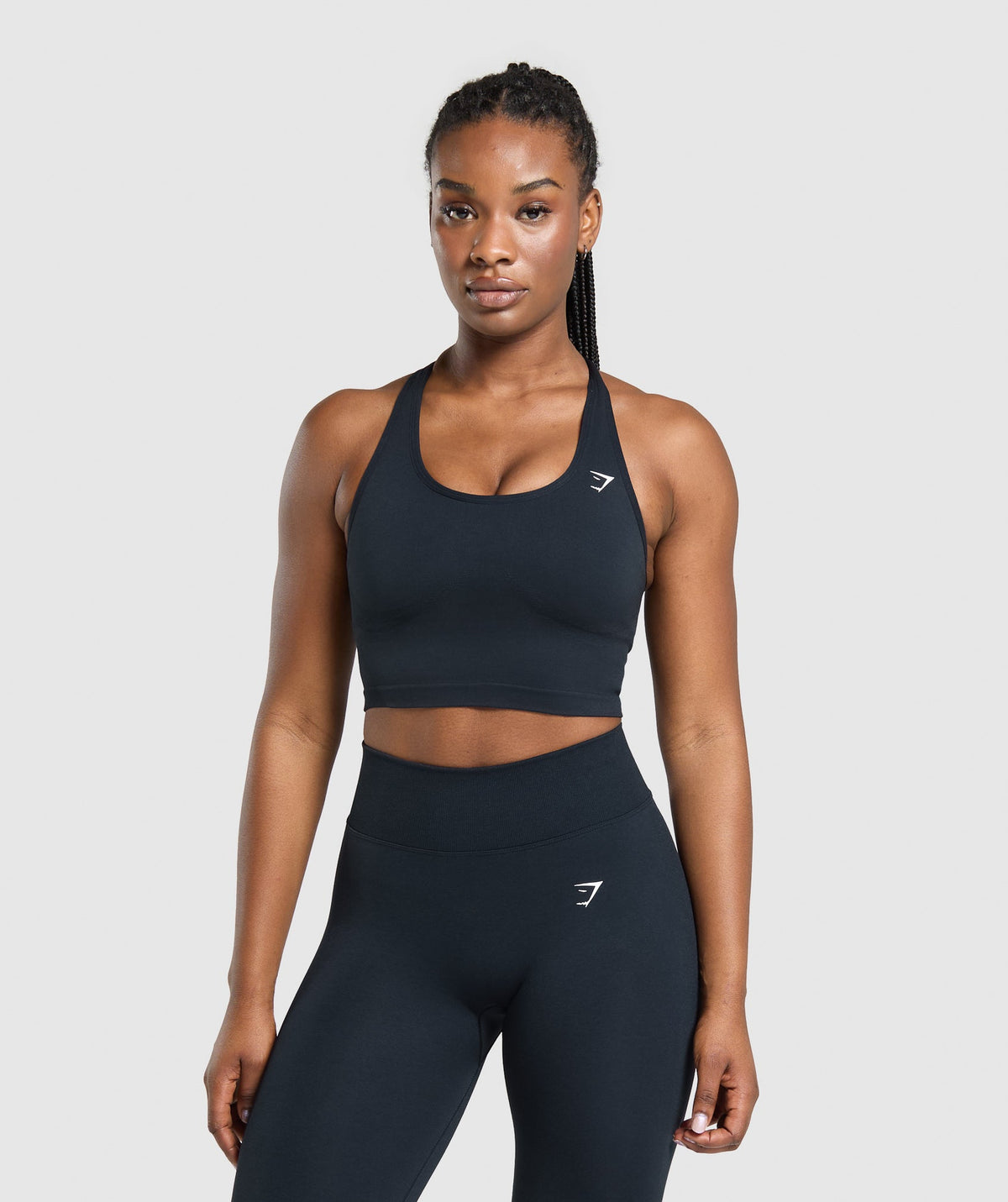 Lift Seamless Midi Tank With Shelf Midnight Blue/Black Marl