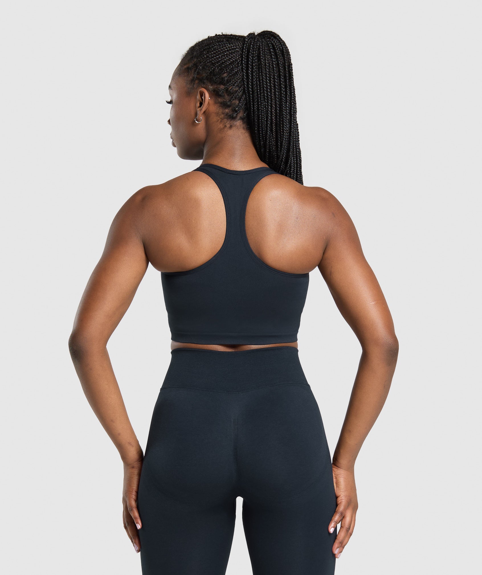 Lift Seamless Midi Tank With Shelf Midnight Blue/Black Marl