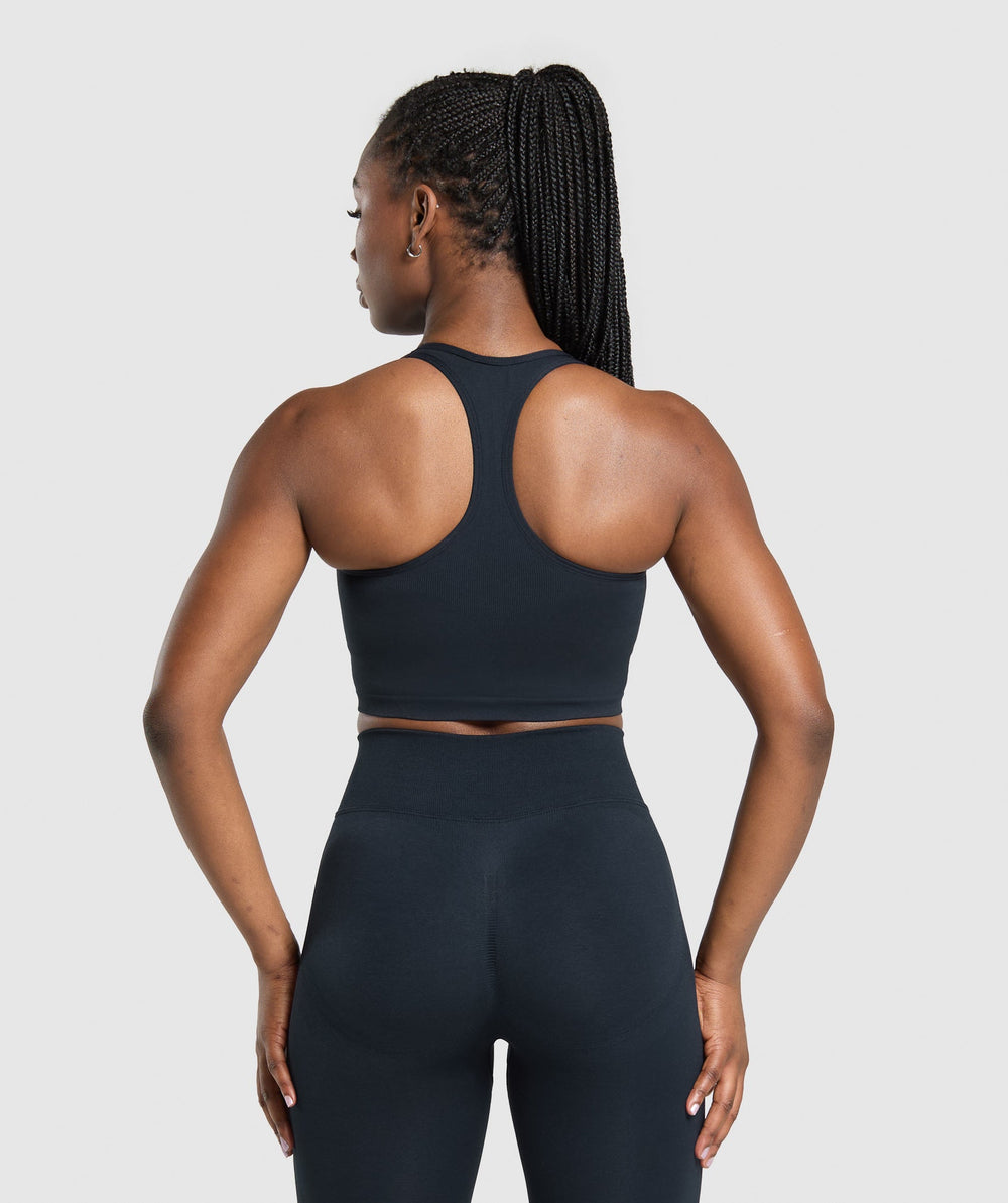 Lift Seamless Midi Tank With Shelf Midnight Blue/Black Marl