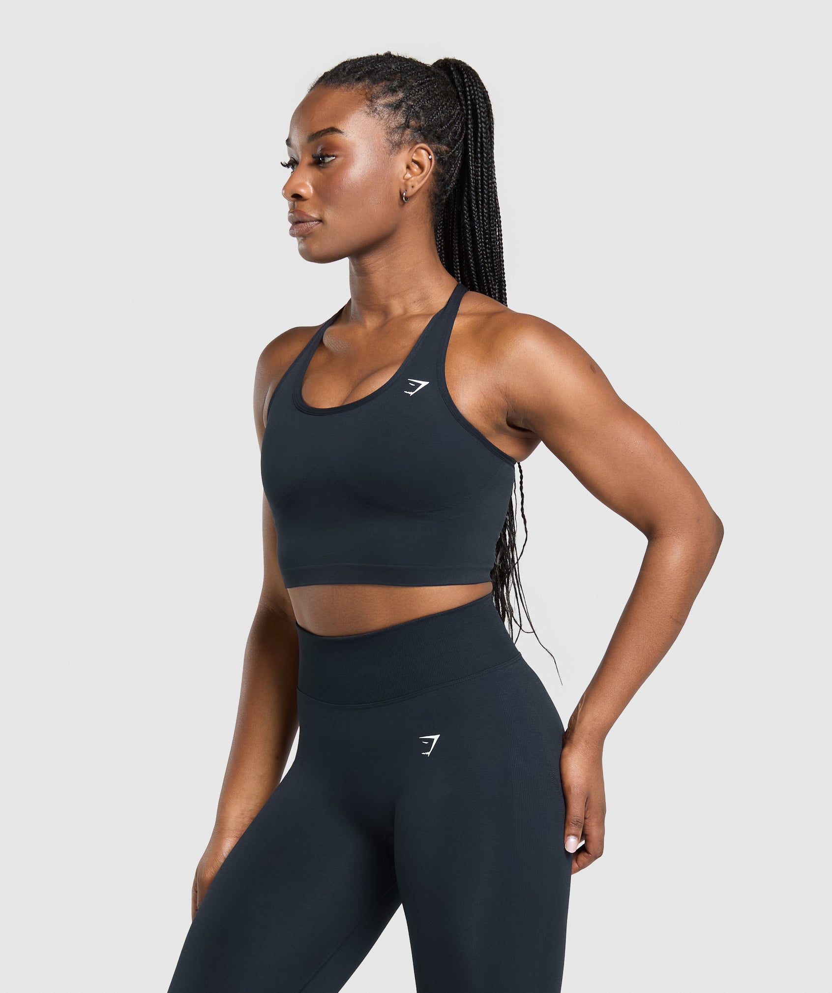 Lift Seamless Midi Tank With Shelf Midnight Blue/Black Marl