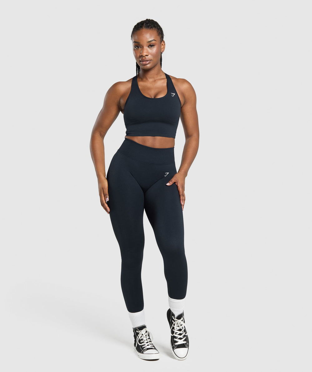 Lift Seamless Midi Tank With Shelf Midnight Blue/Black Marl