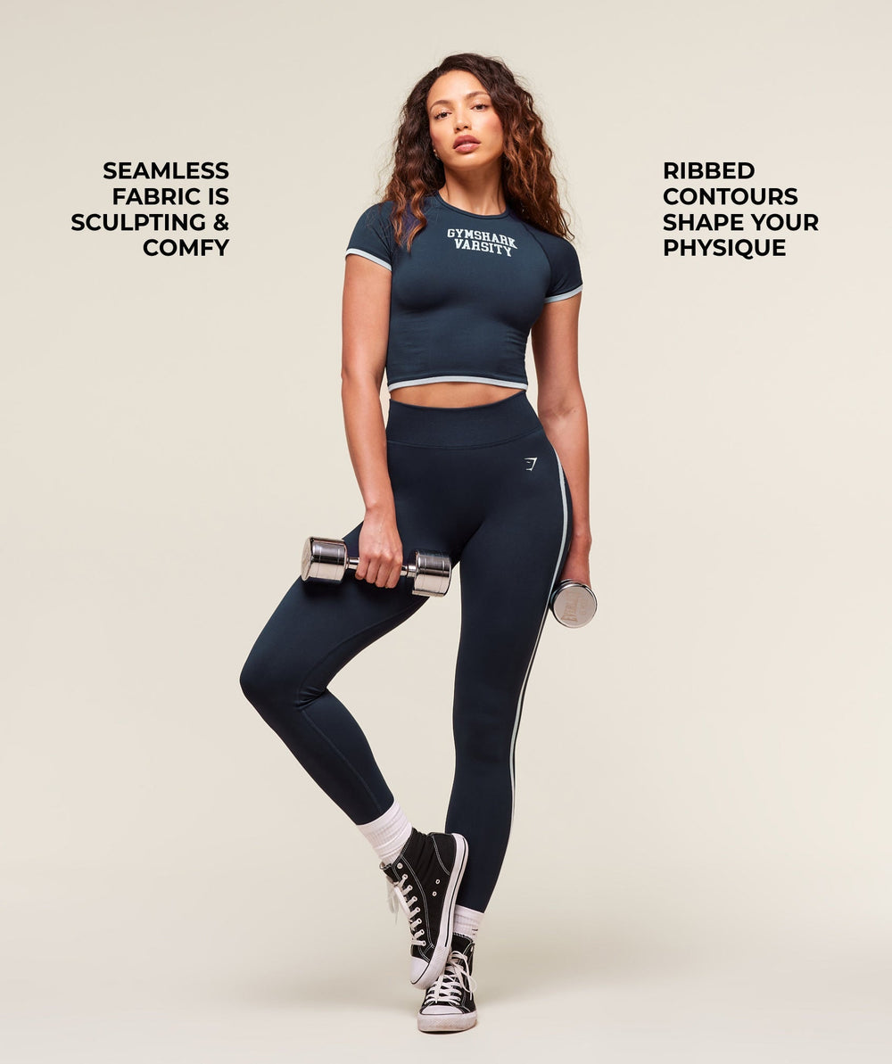 Lift Varsity Seamless Midi T-Shirt Heavy Blue
