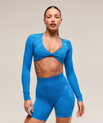 Adapt X Whitney Animal Seamless Long Sleeve Top Barbell Blue/Gentle Blue