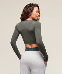 Everyday Seamless Long Sleeve Crop Top Strength Green