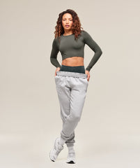 Everyday Seamless Long Sleeve Crop Top Strength Green