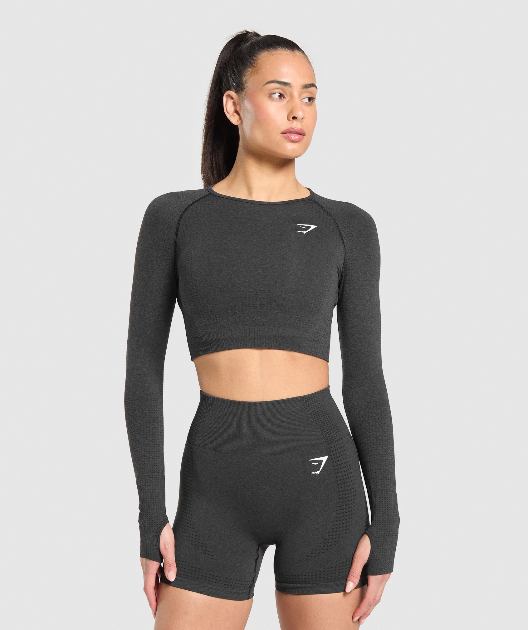 Vital Crop Top Black Marl