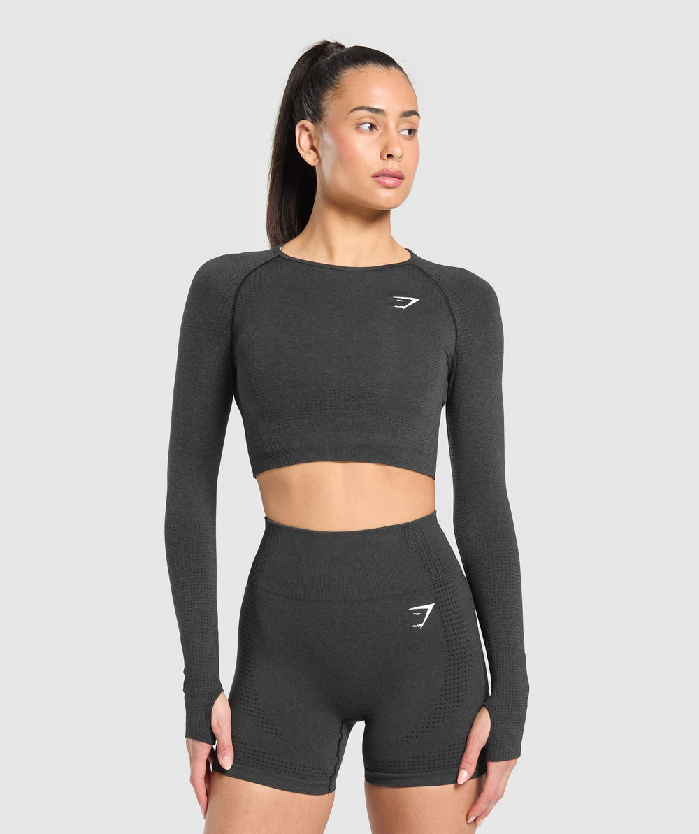 Vital Crop Top Black Marl