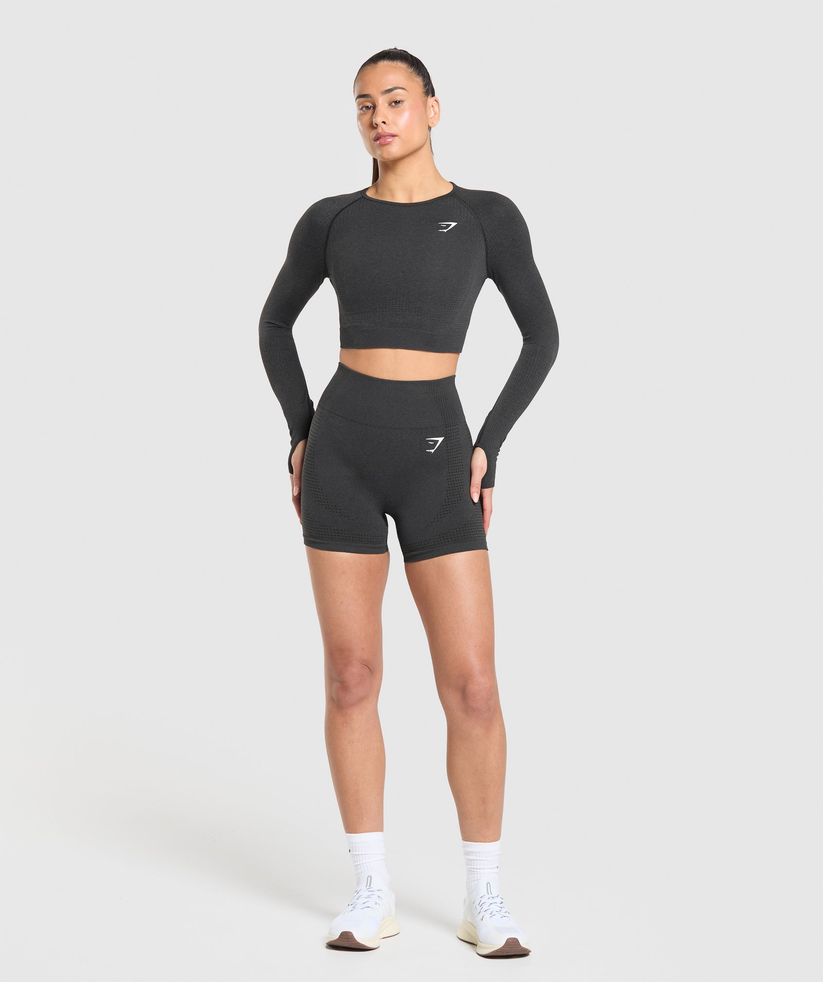 Vital Crop Top Black Marl