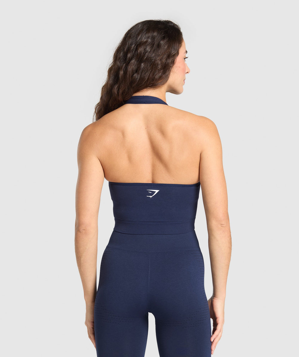 Vital Halter Neck Tank With Shelf Heavy Blue Marl