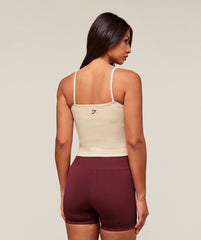 Ribbed Cotton Midi Shelf Tank Oat White/Burgundy Brown