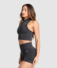 Adapt Camo Seamless Zip Up Crop Top Asphalt Grey/Black