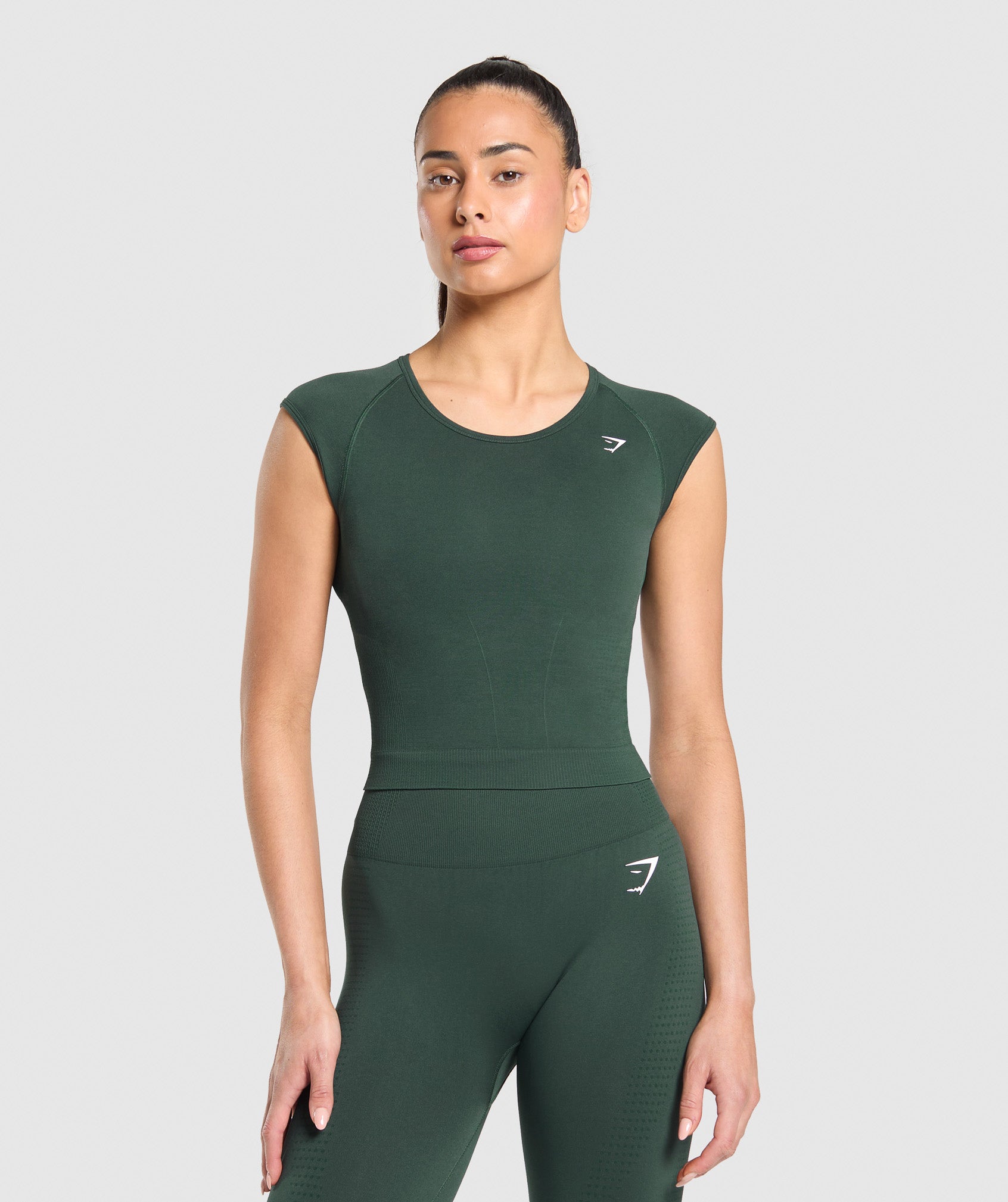 Vital Scoop Neck Top Woodland Green Marl